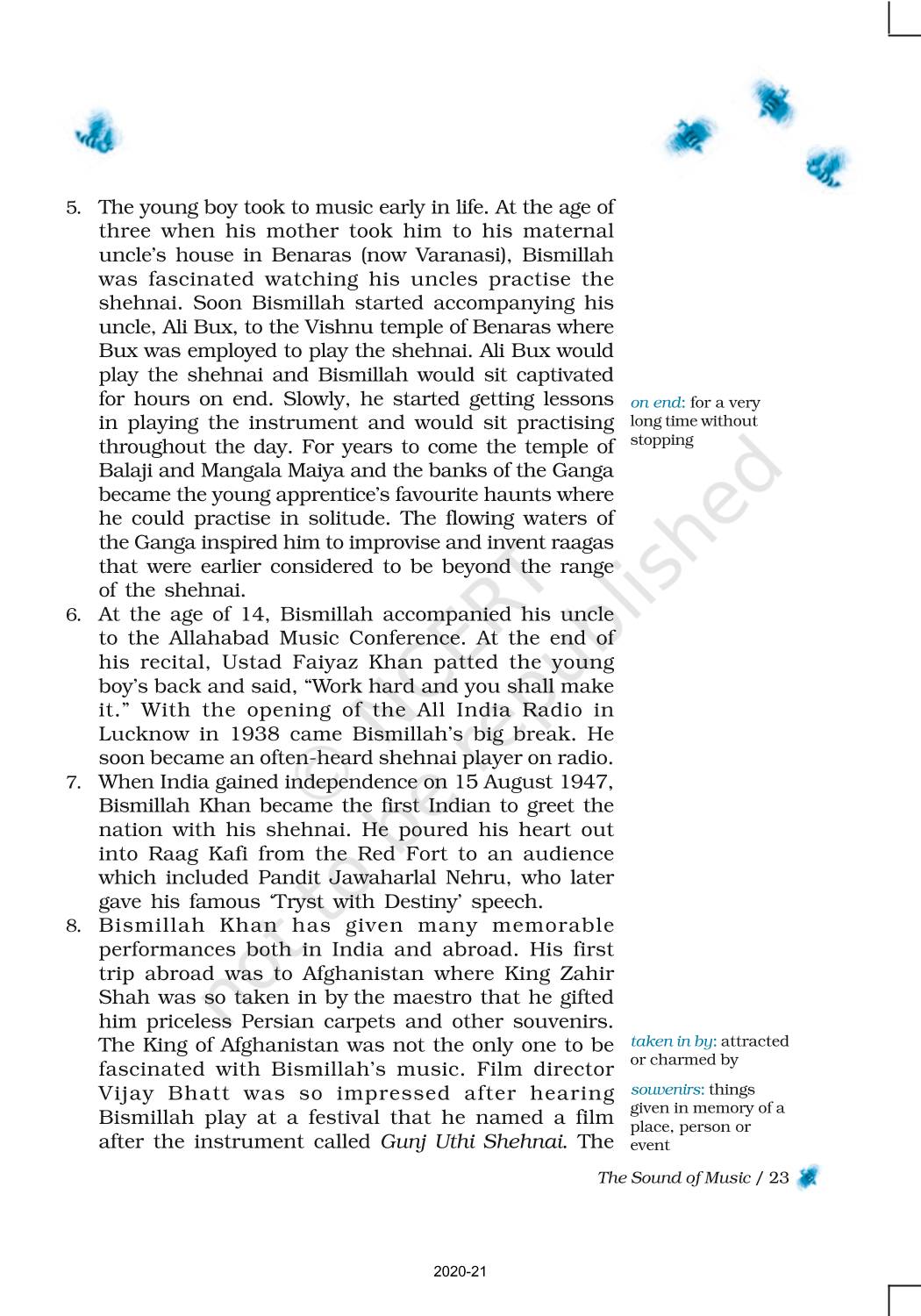 The Sound Of Music NCERT Book Of Class 9 English Beehive